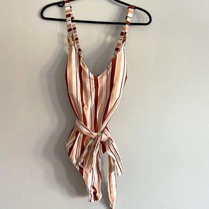 NEW NEVER WORN. Natalia Striped Belted Plus Size One Piece Swimsuit × 1